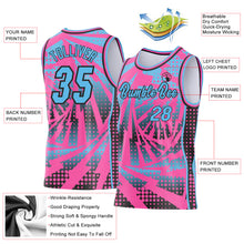 Load image into Gallery viewer, Custom Pink Sky Blue-Black Lightning Gradient Dot Side Panel Stripe Round Neck Sublimation Basketball Set Jersey
