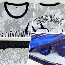Laden Sie das Bild in den Galerie-Viewer, Custom White White-Royal Round Neck Sublimation Basketball Suit Jersey
