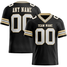 Load image into Gallery viewer, Custom Black White-Vegas Gold Mesh Authentic Football Jersey
