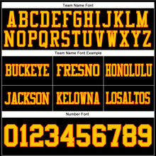 Load image into Gallery viewer, Custom Black Yellow-Orange Mesh Authentic Football Jersey
