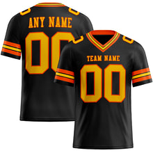 Load image into Gallery viewer, Custom Black Yellow-Orange Mesh Authentic Football Jersey
