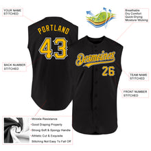 Laden Sie das Bild in den Galerie-Viewer, Custom Black Gold-White Authentic Sleeveless Baseball Jersey
