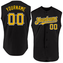 Laden Sie das Bild in den Galerie-Viewer, Custom Black Gold-White Authentic Sleeveless Baseball Jersey
