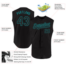 Загрузить изображение в средство просмотра галереи, Custom Black Teal Authentic Sleeveless Baseball Jersey
