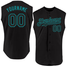 Загрузить изображение в средство просмотра галереи, Custom Black Teal Authentic Sleeveless Baseball Jersey
