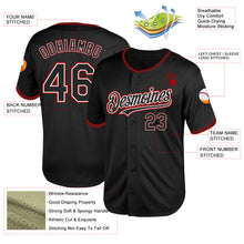 Laden Sie das Bild in den Galerie-Viewer, Custom Black White-Red Mesh Authentic Throwback Baseball Jersey
