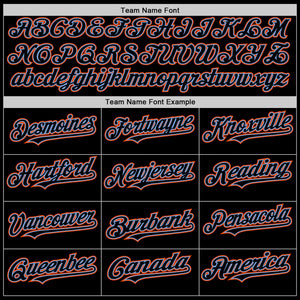 Custom Black Powder Blue-Orange Mesh Authentic Throwback Baseball Jersey