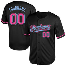 Загрузить изображение в средство просмотра галереи, Custom Black Pink-Light Blue Mesh Authentic Throwback Baseball Jersey
