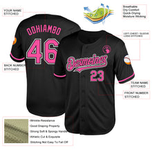 Laden Sie das Bild in den Galerie-Viewer, Custom Black Pink-White Mesh Authentic Throwback Baseball Jersey
