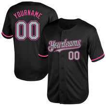 Laden Sie das Bild in den Galerie-Viewer, Custom Black Gray-Pink Mesh Authentic Throwback Baseball Jersey
