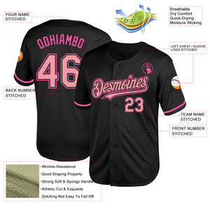 Custom Black Medium Pink-Pink Mesh Authentic Throwback Baseball Jersey