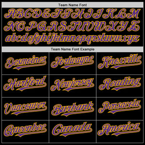 Custom Black Purple-Gold Mesh Authentic Throwback Baseball Jersey