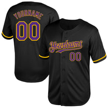 Laden Sie das Bild in den Galerie-Viewer, Custom Black Purple-Gold Mesh Authentic Throwback Baseball Jersey
