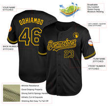 Laden Sie das Bild in den Galerie-Viewer, Custom Black Gold Mesh Authentic Throwback Baseball Jersey
