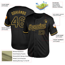 Загрузить изображение в средство просмотра галереи, Custom Black Old Gold Mesh Authentic Throwback Baseball Jersey
