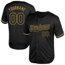 Загрузить изображение в средство просмотра галереи, Custom Black Old Gold Mesh Authentic Throwback Baseball Jersey
