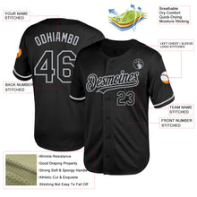 Load image into Gallery viewer, Custom Black Gray Mesh Authentic Throwback Baseball Jersey
