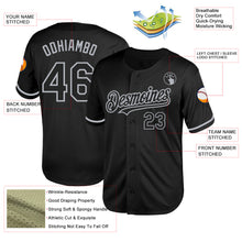 Laden Sie das Bild in den Galerie-Viewer, Custom Black Gray Mesh Authentic Throwback Baseball Jersey
