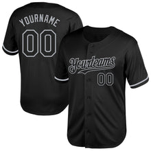 Load image into Gallery viewer, Custom Black Gray Mesh Authentic Throwback Baseball Jersey
