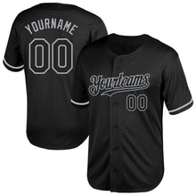 Laden Sie das Bild in den Galerie-Viewer, Custom Black Gray Mesh Authentic Throwback Baseball Jersey
