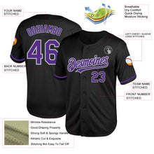 Laden Sie das Bild in den Galerie-Viewer, Custom Black Purple-Gray Mesh Authentic Throwback Baseball Jersey
