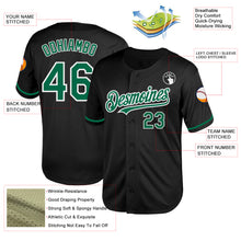 Load image into Gallery viewer, Custom Black Kelly Green-White Mesh Authentic Throwback Baseball Jersey
