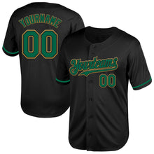 Load image into Gallery viewer, Custom Black Kelly Green-Old Gold Mesh Authentic Throwback Baseball Jersey
