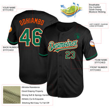 Charger l&#39;image dans la galerie, Custom Black Kelly Green-Orange Mesh Authentic Throwback Baseball Jersey
