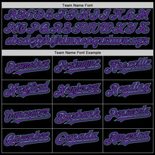 Laden Sie das Bild in den Galerie-Viewer, Custom Black Purple-Light Blue Mesh Authentic Throwback Baseball Jersey
