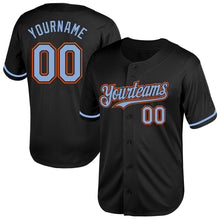 Load image into Gallery viewer, Custom Black Light Blue-Orange Mesh Authentic Throwback Baseball Jersey
