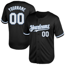 Laden Sie das Bild in den Galerie-Viewer, Custom Black White-Light Blue Mesh Authentic Throwback Baseball Jersey
