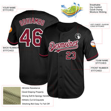 Charger l&#39;image dans la galerie, Custom Black Crimson-White Mesh Authentic Throwback Baseball Jersey
