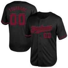 Load image into Gallery viewer, Custom Black Crimson Mesh Authentic Throwback Baseball Jersey
