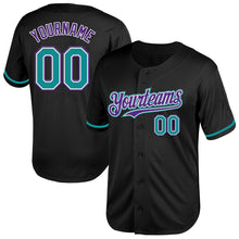 Laden Sie das Bild in den Galerie-Viewer, Custom Black Teal-Purple Mesh Authentic Throwback Baseball Jersey
