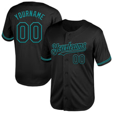 Laden Sie das Bild in den Galerie-Viewer, Custom Black Teal Mesh Authentic Throwback Baseball Jersey
