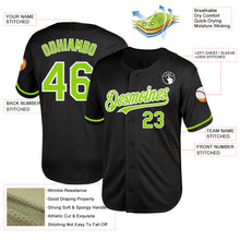 Load image into Gallery viewer, Custom Black Neon Green-White Mesh Authentic Throwback Baseball Jersey
