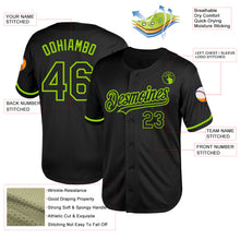 Load image into Gallery viewer, Custom Black Neon Green Mesh Authentic Throwback Baseball Jersey
