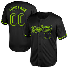 Load image into Gallery viewer, Custom Black Neon Green Mesh Authentic Throwback Baseball Jersey
