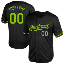Load image into Gallery viewer, Custom Black Neon Green Mesh Authentic Throwback Baseball Jersey
