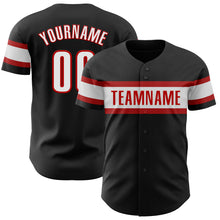 Laden Sie das Bild in den Galerie-Viewer, Custom Black White-Red Authentic Baseball Jersey
