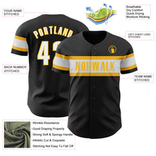 Laden Sie das Bild in den Galerie-Viewer, Custom Black White-Gold Authentic Baseball Jersey
