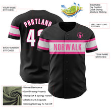 Laden Sie das Bild in den Galerie-Viewer, Custom Black White-Pink Authentic Baseball Jersey
