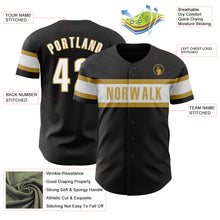 Laden Sie das Bild in den Galerie-Viewer, Custom Black White-Old Gold Authentic Baseball Jersey
