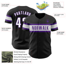 Laden Sie das Bild in den Galerie-Viewer, Custom Black White-Purple Authentic Baseball Jersey

