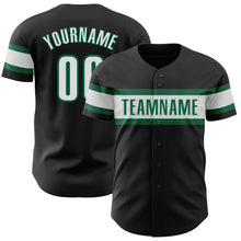 Laden Sie das Bild in den Galerie-Viewer, Custom Black White-Kelly Green Authentic Baseball Jersey
