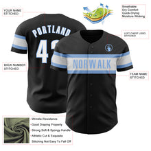 Загрузить изображение в средство просмотра галереи, Custom Black White-Light Blue Authentic Baseball Jersey
