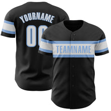 Загрузить изображение в средство просмотра галереи, Custom Black White-Light Blue Authentic Baseball Jersey

