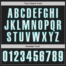 Laden Sie das Bild in den Galerie-Viewer, Custom Black White-Teal Authentic Baseball Jersey
