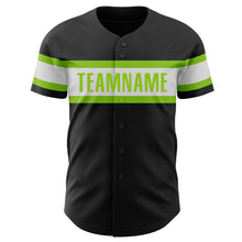 Laden Sie das Bild in den Galerie-Viewer, Custom Black White-Neon Green Authentic Baseball Jersey
