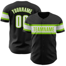Laden Sie das Bild in den Galerie-Viewer, Custom Black White-Neon Green Authentic Baseball Jersey
